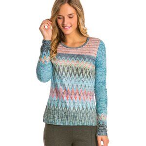 Prana Women’s Lottie Long Sleeve Aztec Western Activewear Yoga Shirt Large